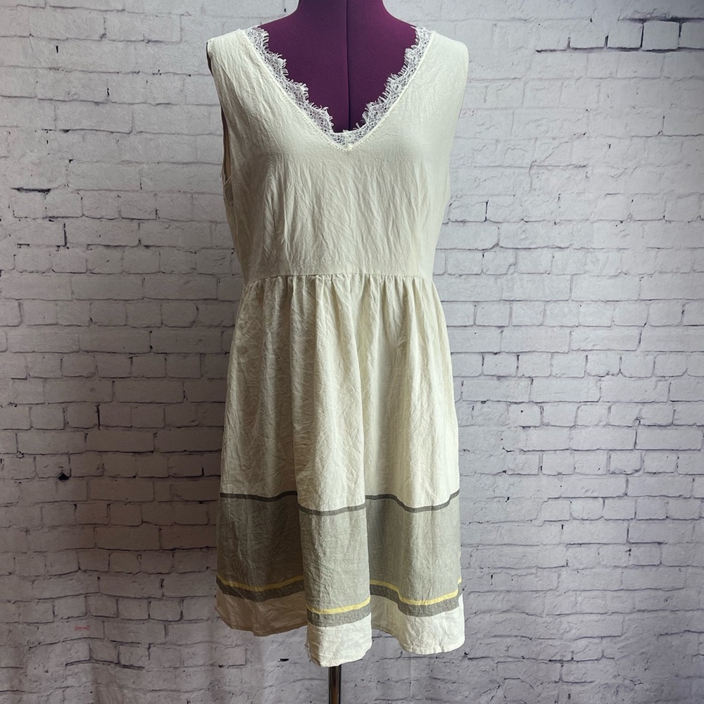 Hem & thread size large cream colored cotton dress